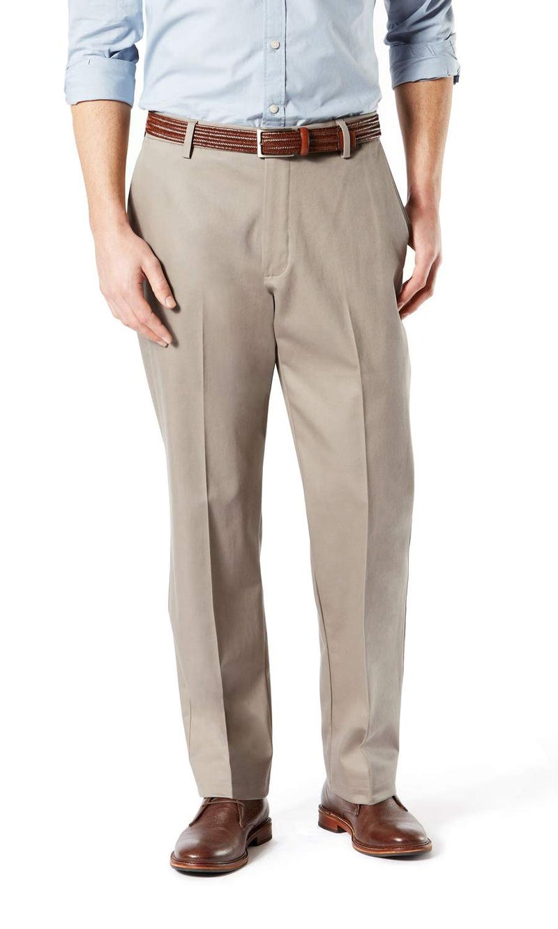 DockersÂ® Men's Classic Fit Signature Khaki Lux Cotton Stretch Pants (Regular and Big & Tall), Timberwolf, 34W x 34L - Image 1